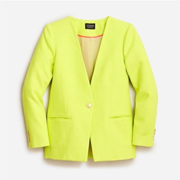 J. Crew Collection Alfie Collarless Blazer Jacket in Cotton-Blend Boucle Size 00 - Picture 1 of 6